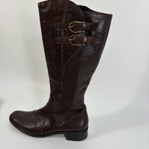 Paul Green Brown Knee High Boots Munchen Lug Sole Elastic Zip Lug Sole Wns 8.5